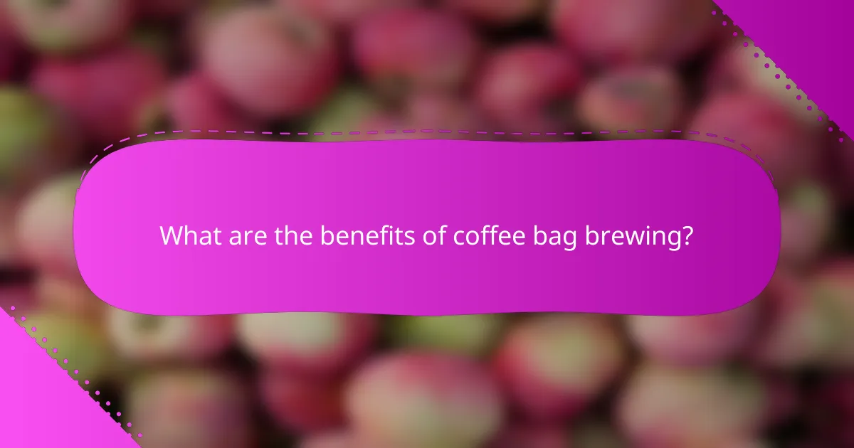 What are the benefits of coffee bag brewing?